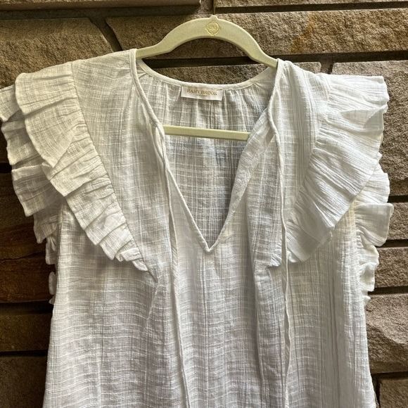 Ramy Brook London Flutter Sleeve Blouse Ivory White Cotton - Picture 7 of 11